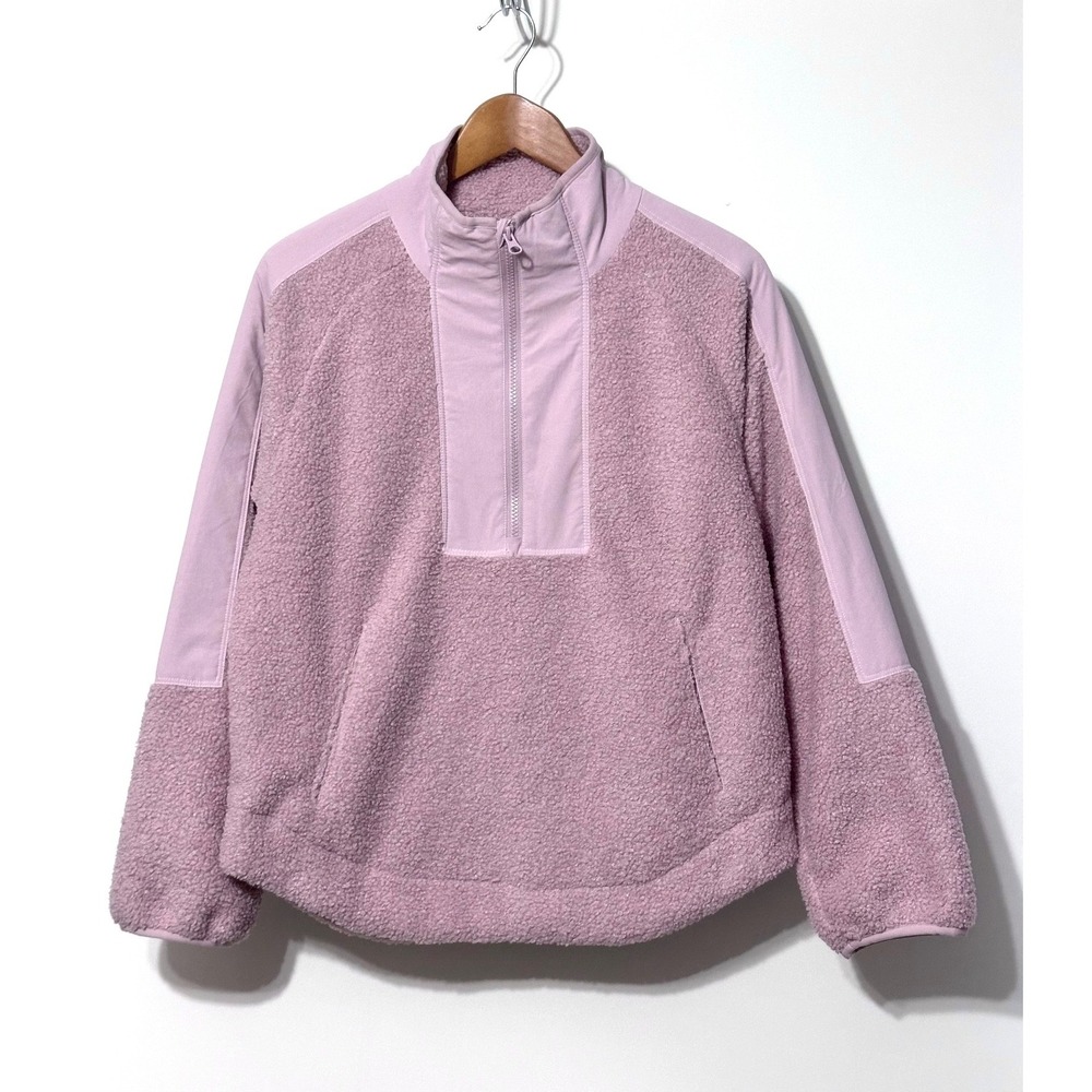 Marine Layer Pullover Dusty Pink Park Teddy Sherpa Fleece